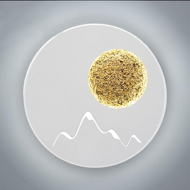 28W Applique Murale Interieur,Applique Murale Conception de Modèle de Lune et Montagne Blanc Froid 6000K Applique Murale Design,Blanche Lampe Murale