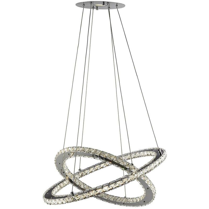 Clover - Integrated led 1 Ceiling Pendant Light Chrome with Crystals, GU10 - Searchlight