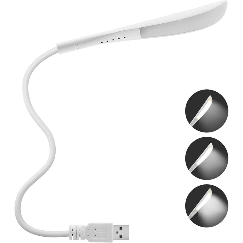 2.8W Lampe USB Dimmable Lampe de Lecture avec 3 Niveaux de Luminosité et Interrupteur Tactile pour Ordinateur Portable/PC [Classe énergétique G]