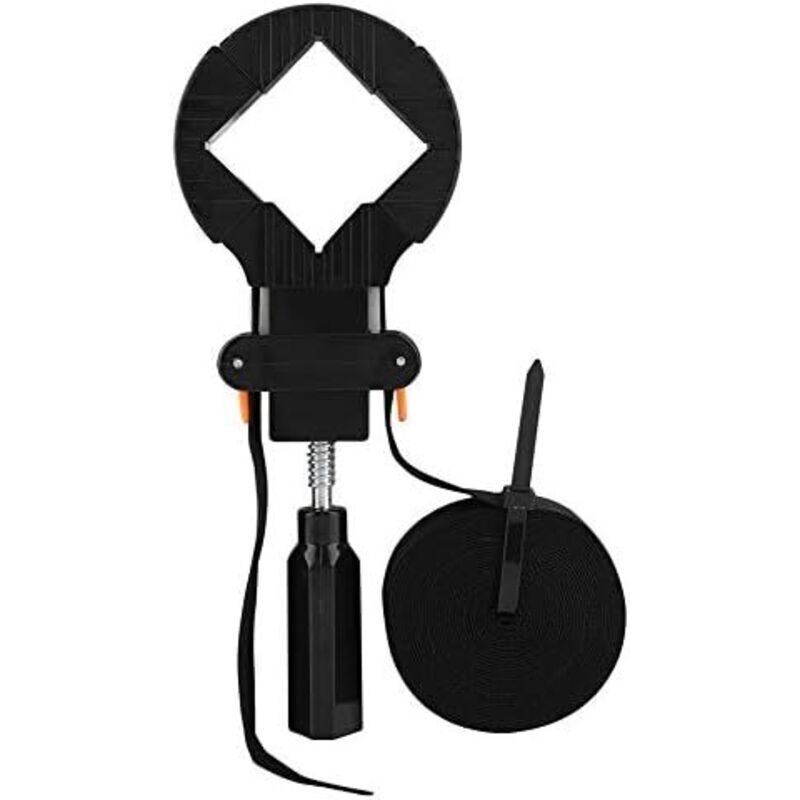 28x1.8x3.5 Collier de serrage d'angle réglable 6 m - Multifonctionnel - 4 mâchoires - Support pour cadre photo - Outil de travail du bois - Noir