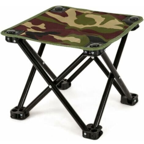 28x28x28cm Leichter, zusammenklappbarer Angelhocker, Falthocker, Outdoor-Faltstuhl, leichter Barbecue-Hocker, geeignet für Outdoor-Angeln, Picknick, Camping (Kleines Camouflage)