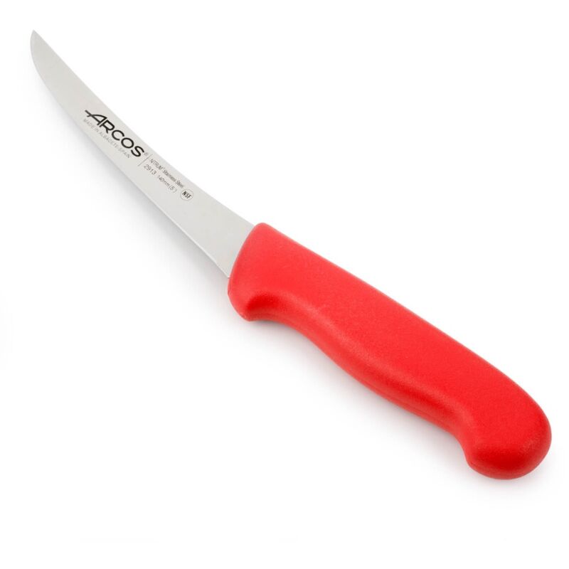 Couteau à désosser Arcos Couleur - Prof 291322 en acier inoxydable Nitrum et mango polypropylène rouge ergonomique avec lame de 14 cm, vitrine.