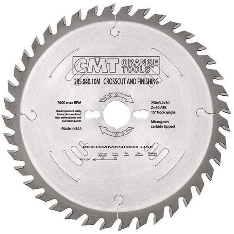 Cmt 285.040.10m Kreissägeblatt (universal) Hw 250x3, 2/2, 2x30 Z40 10atb