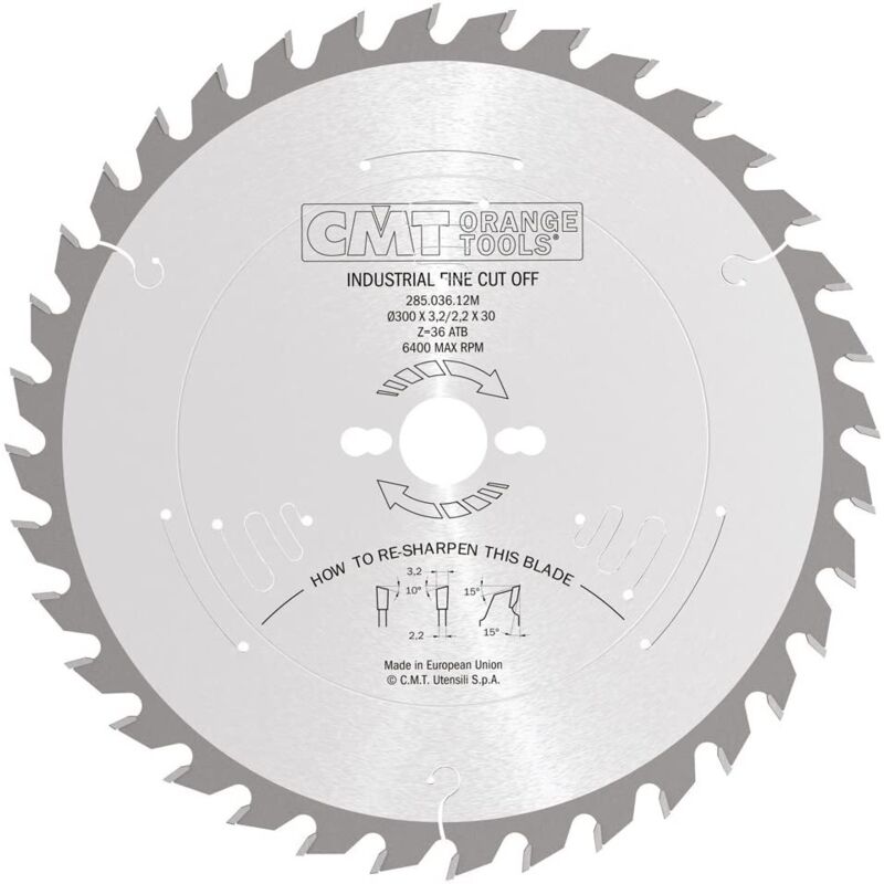 Cmt 285.036.12m Kreissägeblatt (trav.vine) Hw 300x3.2/2.2x30 Z36 10atb