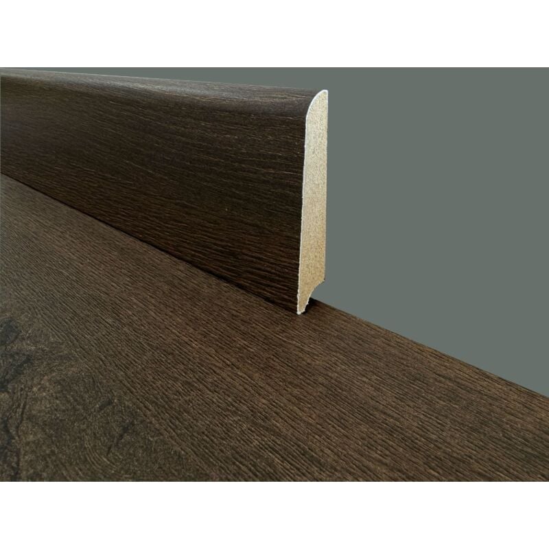 Eternalparquet - 2,99ml - battiscopa in fibra di legno coordinato gamma laminati 70x15 inclinato vari decori-KUBA (quercia thermo)