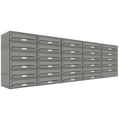 29er Premium Briefkasten Aluminiumgrau RAL Farbe 9007 für Außen Wand Postkasten 5x6
