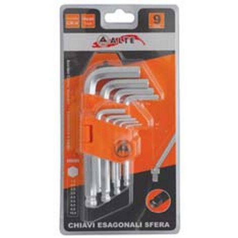2BL CHIAVI MASCHIO ESAGONALI BALL POINT TIPO CORTO CROMO VANADIO SR. 9 PZ.
