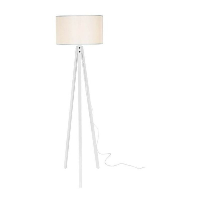 Webmarketpoint - 2c) Lampadaire tripode en bois et tissu blanc rodi 36x h136 cm