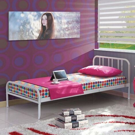 (2c) Letto singolo Genoa in metallo bianco
