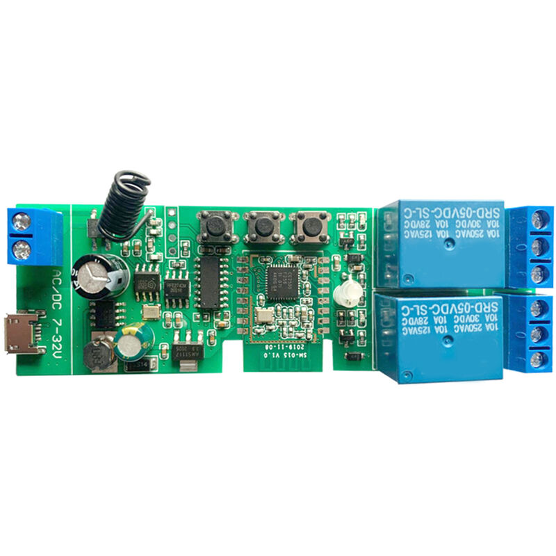 Tlily - 2CH DC5-32V ZigBee Module de Relais TéLéCommande Interrupteur de LumièRe Vioce pour Alexa Google Home /Tuya Smart Hub Passerelle