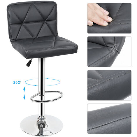 2Chaises de Bar Chaises en Similicuir Réglable et Adjustable Réglable 55-75cm  gris