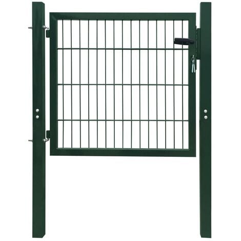 2D Metal Garden Fence Gate Yard Wire Mesh Single Door Grey/Green Multi Size