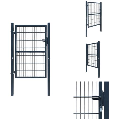 2D Zauntor (Einzeltor) Anthrazitgrau 106x210 cm - Gartentor - Zaun - Metalltor - Einfahrtstor - Stahltür