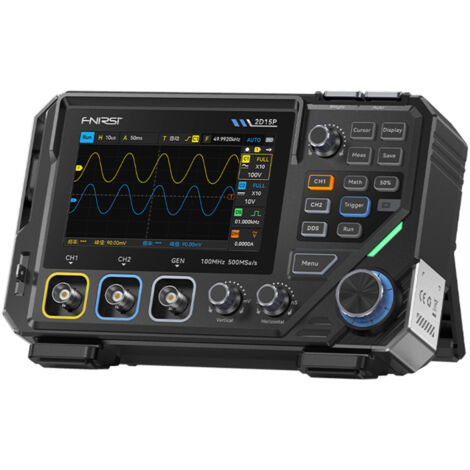 2D15P Oscilloscopio digitale 3 in 1, multimetro, generatore di segnale, larghezza di banda 100 MHz, 500 MSa/s, 20000 conteggi, generatore 10 MHz