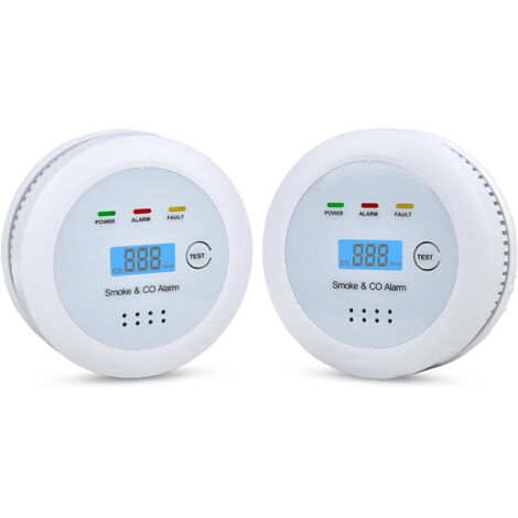2Détecteur 2 en 1 Fumée et Monoxyde de Carbone avec Affichage LCD – Alarme Incendie et CO 85dB, Sécurité Bureau, Maison, Atelier