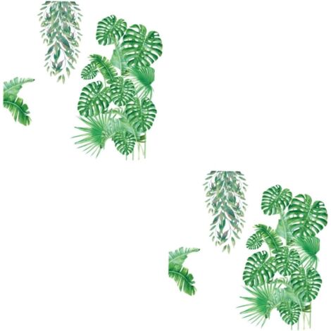 2ensembles Autocollants Muraux Pvc Avec Motifs De Décorations Tropicales