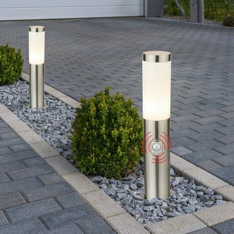 ETC-SHOP 2er Außen Lampen Steh Beleuchtung Edelstahl Bewegungsmelder Garten Stand Leuchten IP44