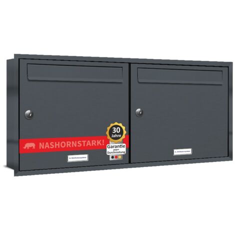 2er Briefkasten Anlage Unterputz Montage RAL 7016 Anthrazit