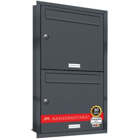 2er Briefkasten Anlage Unterputz Montage RAL 7016 Anthrazit