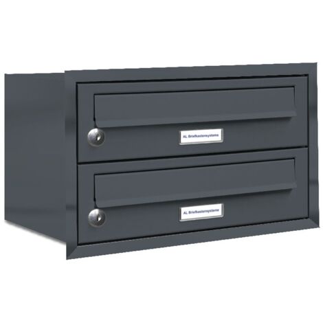 2er Briefkasten Anlage Unterputz Montage RAL 7016 Anthrazit