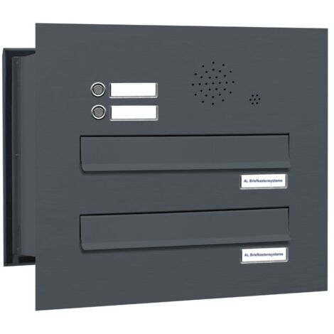 2er Briefkastenanlage Mauerdurchwurf Klingel RAL 7016 Anthrazit