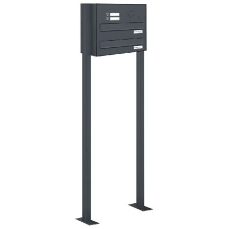 2er Briefkastenanlage Standsystem Durchwurf - Klingel RAL 7016 Anthrazit