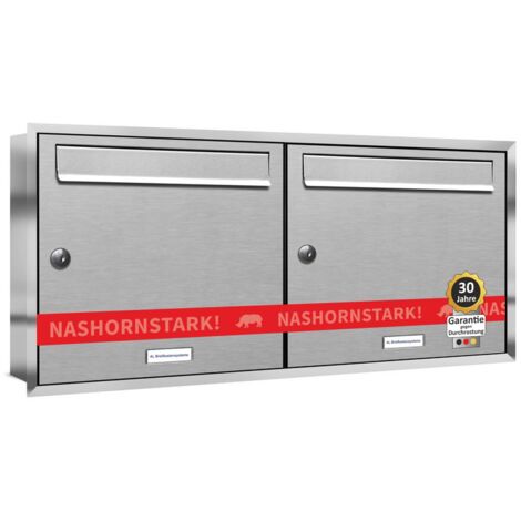 2er Edelstahl Briefkastenanlage für Unterputz Montage