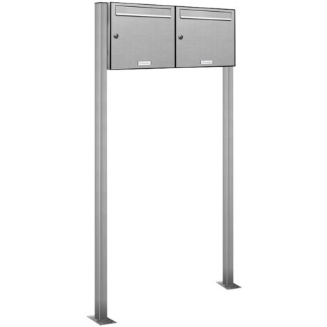 2er Edelstahl Standbriefkasten Anlage Freistehend