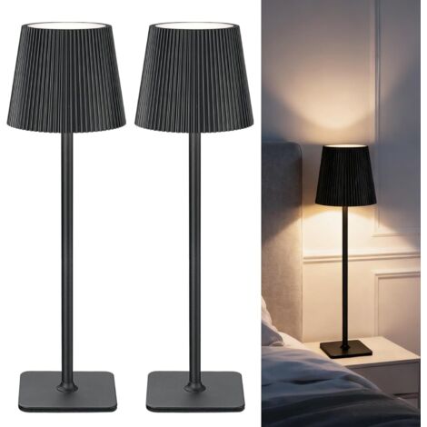 2er Kabellose LED Tischlampe 5.200mAh Akku Touch Dimmbar Tischleuchte Schwarz