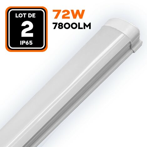 2ER- LED-LICHTLEISTEN 72W 7800LM 120CM WASSERDICHT IP65 KALTWEISS