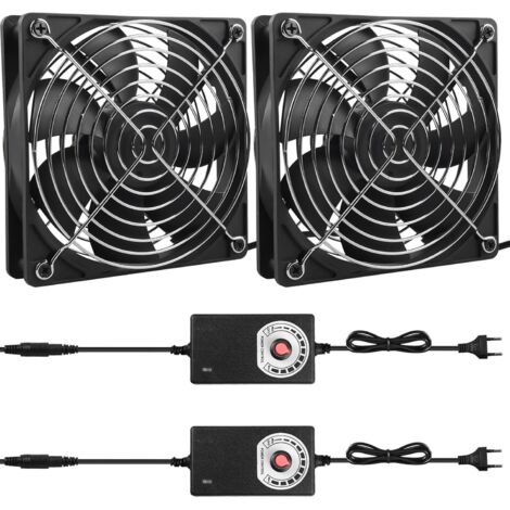 2er-Pack 120-mm-Lüfter, 12 V, Drehzahlregelung, 220 V Wechselstrom, Doppelkugellager, leise, für PC, Laptop, Fernseher, Radio, Router, Gehäuse