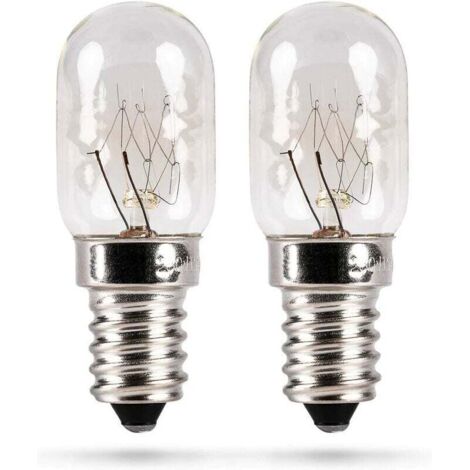 2er Pack 15W E14 - Glühbirne für Nähmaschine, Dunstabzugshaube, Vitrine, Salzsteinlampe, Kühlschrank, Gefriertruhe - Kühlschrank Lampe mit T22 Kapsel, 90 Lumen & 2500K