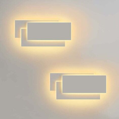2er Pack 24W LED Wandleuchten Innen weiß schlichtes Design Wandleuchte für Flur Treppe Wohnzimmer Schlafzimmer (warmweißes Licht)