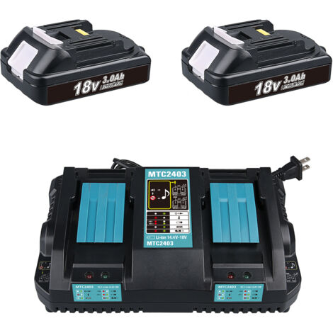 2er-Pack 3,0 Ah BL1850B Akku und 3,5 A DC18RD Ladegerät für Makita 18 V LXT BL1850 BL1840b BL1830 BL1815 BL1860B BMR102 DMR104 DMR108 DMR107 Werkzeuge