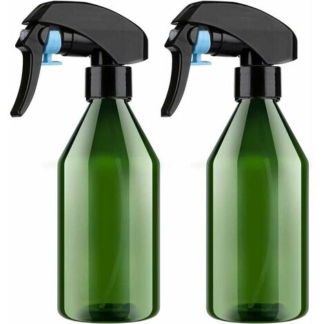 2er-Pack 300 ml leere Kunststoff-Sprühflaschen, nachfüllbarer Wasser-Pflanzennebelhersteller, BPA-frei – für Reinigungslösungen, Gartenarbeit, Haare (grün)