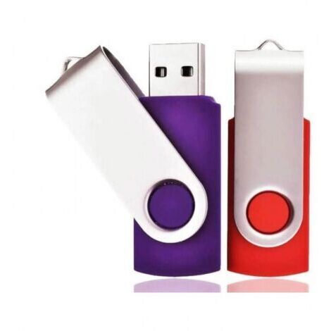 2er-Pack (32 GB, Rot/Violett) USB-Stick 32 GB USB 2.0 Flash-Laufwerk Drehbarer USB-Stick mit Schlüsselband, schönes Geschenk für Kinder, Eltern und Freunde