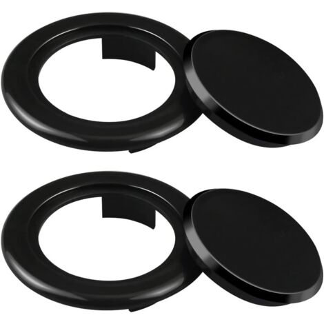 2er-Pack 5 cm Standard-Terrassenschirmringe und -kappen für Gartentisch, Terrasse, Glasterrasse (schwarz)