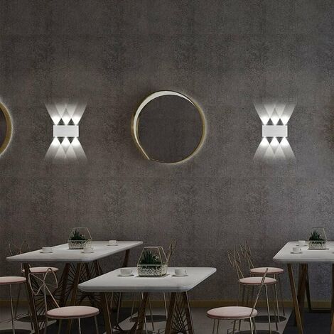 2er Pack 8W Up Down Wandleuchte für Schlafzimmer Korridor Wohnzimmer Loft Warmes Licht Weiß - Weiß
