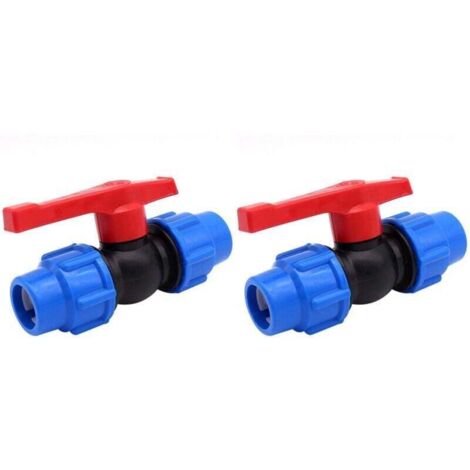 2er-Pack Absperrventile für Wasserleitungen aus XU, Polyethylen hoher Dichte oder alkalischen Materialien, 25 mm (25 mm) - KZQ