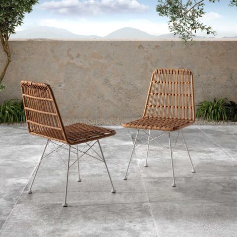 2er-Pack Aitana Rattan/Weiß Ess- oder Gartenstühle