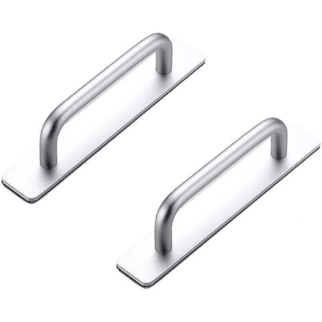2er-Pack Aluminium-Klebegriffe für Schränke, Schlafzimmer, Badezimmer, Küche (106 mm, Silber)