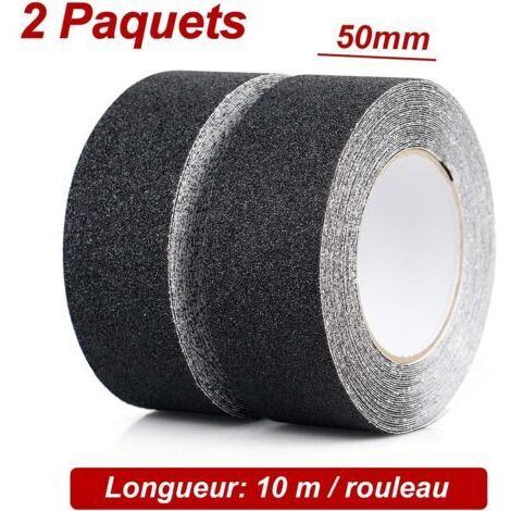 2er-Pack Antirutschband, Antirutschstreifen mit Antirutschklebeband für Treppen, Stufen, Fußböden, starkes Antirutschband, selbstklebend, (5 cm x 10 m, Schwarz)