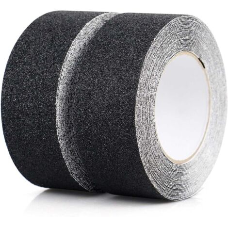 2er-Pack Antirutschband, Antirutschstreifen mit Antirutschklebeband für Treppen, Stufen, Fußböden, starkes Antirutschband, selbstklebend, (5 cm x 10 m, Schwarz)