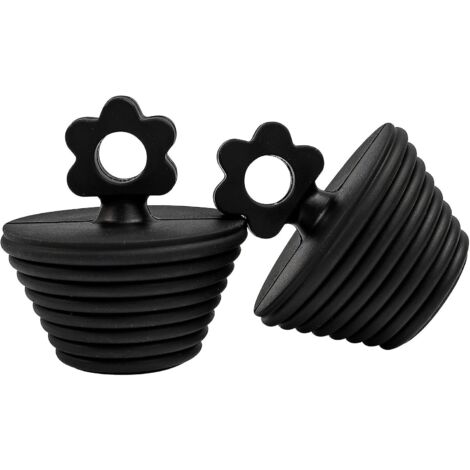 2er-Pack Badewannenstopfen für Badewannen- und Waschbeckenabflüsse, (schwarz)