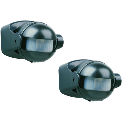 2er Pack Bewegungsmelder schwarz, 12m/180° einstellbar Zeitintervall