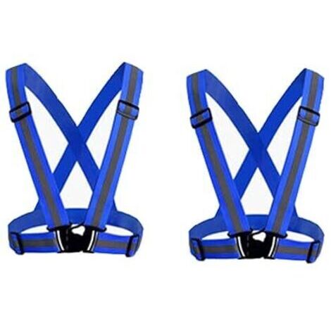 2er-Pack (Blau) Reflektierende Sicherheitsweste für Erwachsene/Kinder, verstellbare Warnweste mit hoher Sichtbarkeit, High-Visibility-Sportausrüstung zum Joggen