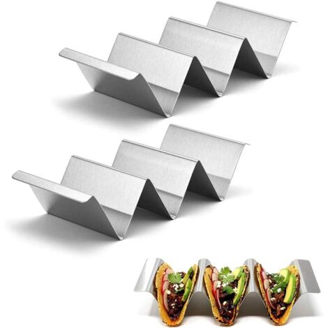 2er-Pack Edelstahl-Taco-Halter – Stabiler Halter für 2-3 Tacos mit harter oder weicher Schale, für einfaches Belegen und Essen