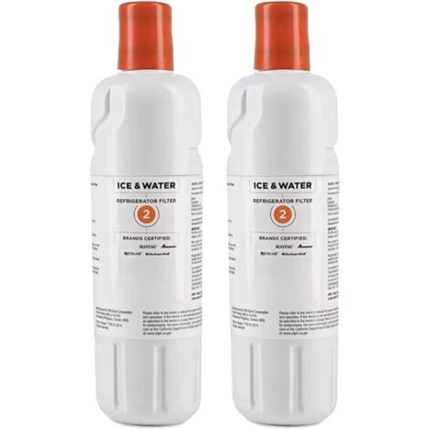 2er-Pack EDR2RXD1 Kühlschrank-Wasserfilter – Reduziert Chloride und Gerüche – Einfacher, werkzeugloser Austausch