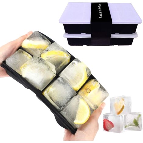 2er-Pack Eiswürfelformen, Silikon-Eiswürfelformen mit 8 Mulden und Rückteilen