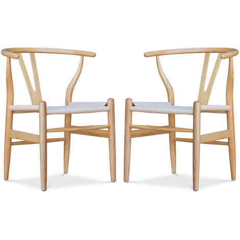 2er-Pack Esszimmerstühle aus Holz - skandinavisches Design - Wish Natural wood